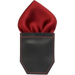 leonardi Men's Solid Pocket Square & Pocket Square Holder For Men's Combo | Microfiber | 30cm x 30cm | Pack of 2-picture-23