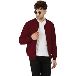 leotude Full Sleeve Regular Fit Fleece Bomber Winter Jacket For Mans Colour- Maroon-picture-49
