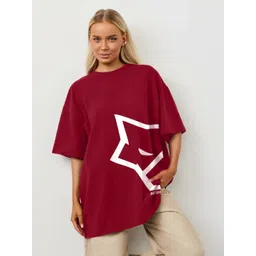 Leotude Geometric Printed Round Neck Oversized T-shirt-picture-35