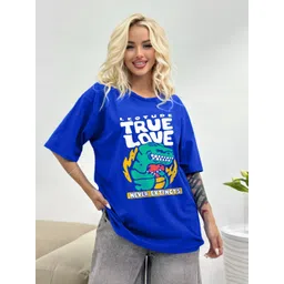 Leotude Graphic Printed Drop-Shoulder Sleeves Round Neck Oversized T-shirt image 1