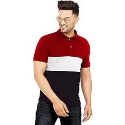 leotude Men Colorblock Polo T-Shirt Material Matty-picture-23