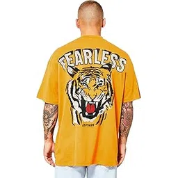 leotude Men Fearless Mustard Oversized T-Shirt Material Cotton Blend-picture-47