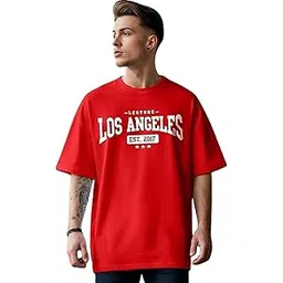 leotude Men Los Angeles Red Oversized T-Shirt Material Cotton Blend-picture-31
