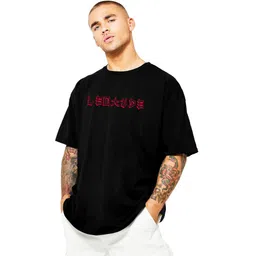 leotude Men Printed Round Neck Cotton Blend Black T-Shirt-picture-11