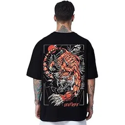 leotude Men Tiger Black Oversized T-Shirt Material Cotton Blend-picture-54
