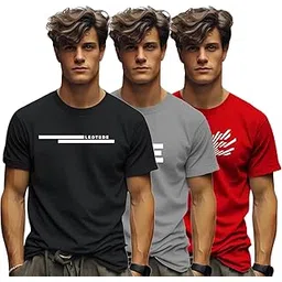 leotude Men's Half Sleeve Regular Fit Tshirt Cottonblend Round Neck Printed Tshirt-picture-55