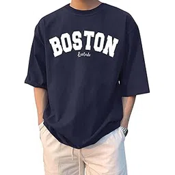 leotude Mens Oversize Half Sleeve Cotton Blend Tshirt | Tshirt for Man (Color Navy)-picture-29