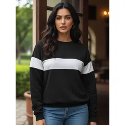 Leotude Women Colourblocked Round Neck Long Sleeves Sweatshirt-picture-20