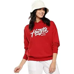 leotude Women Printed Loose Fit Red Hoodies Material Loopknit-picture-37