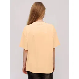 Leotude Women Solid Round Neck Oversized T-shirt image 4
