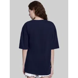 Leotude Women Solid Round Neck Oversized T-shirt image 4