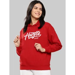 Leotude Women Typography Printed Hooded Pullover Sweatshirts-picture-10