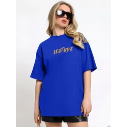 Leotude Women Typography Printed Oversized Cotton T-shirt-picture-37