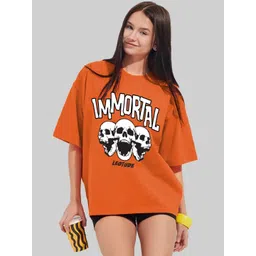 Leotude Women Typography Printed Round Neck Cotton Oversized T-shirt-picture-32