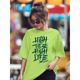 Leotude Women Typography Printed Round Neck Cotton Oversized T-shirt-picture-29