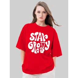 Leotude Women Typography Printed Round Neck Cotton Relaxed Fit T-shirt-picture-34