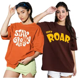 leotude Women Typography Round Neck Cotton Blend Multicolor T-Shirt-picture-12