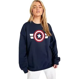 LEOTUDE Women's Boyfriend/Loose Fit Full Sleeve Drop Shoulder Loopknit Round Neck Sweatshirt (Color Navy)-picture-25