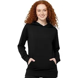 leotude Women's Full Sleeve Hooded Neck Loopknit Solid Sweatshirt Hoodie for Women (Colour: Black)-picture-20