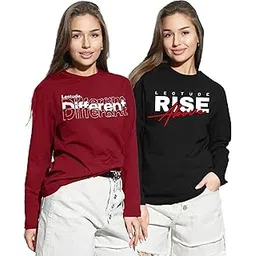 leotude Women's Round Neck Boyfriend Fit Full Sleeve T-Shirt Combo for Women (Pack of 2)-picture-39