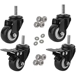 Lepose 2" Heavy Duty Caster Wheels Screw Type / 2 with Brakes & 2 Without/Soft Rubber Swivel Caster with 360 Degree Set Of 4-picture-19