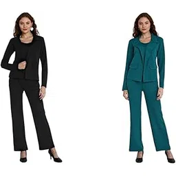 leriya fashion 3-Piece Blazer Set for Women (S, Black) 3-Piece Blazer Set for Women (S, Turquoise)-picture-26