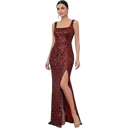 leriya fashion Sequin Dress for Women | Black & Red Sequin Party Outfit Dress for Women | Bodycon Western Sequin's Dresses for Woman-picture-13