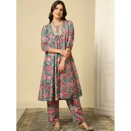 LERIYA FASHION Women Floral Printed Regular Kurta with Trousers-picture-13