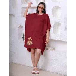 LetsDressUp Boozy Women Floral Printed Round Neck Kimono Sleeves Kaftan Dress-picture-12