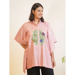 LetsDressUp Floral Printed Mandarin Collar Flared Sleeves Kaftan Kurti-picture-10