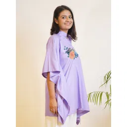LetsDressUp Floral Printed Mandarin Collar Flared Sleeves Kaftan Kurti image 3