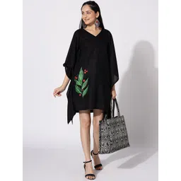 LetsDressUp Floral Printed V-Neck Extended Sleeves Kaftan Dress-picture-20