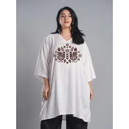 LetsDressUp Plus Size Ethnic Motif Printed V-Neck Three-Quarter Flared Sleeves Kurta-picture-20