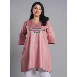 LetsDressUp Plus Size Ethnic Motif Printed V-Neck Three-Quarter Flared Sleeves Kurta-picture-21