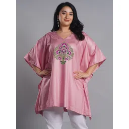 LetsDressUp Plus Size Ethnic Motifs Printed V-Neck Kaftan Kurti-picture-18