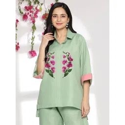 LetsDressUp Women Floral Printed Shirt Collar Pure Cotton Top-picture-33