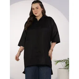 LetsDressUp Women Plus Size Black CottonSlub Shirt Top-picture-40