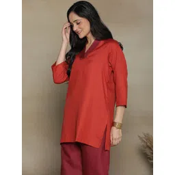 LetsDressUp Women Solid V-Neck Pure Cotton Top image 3