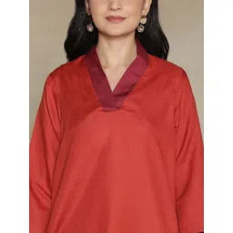 LetsDressUp Women Solid V-Neck Pure Cotton Top image 2