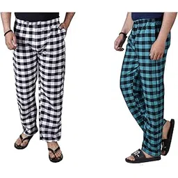letz dezine Comfortable and Stylish Cotton Check Pyjama for Men - Stay Cozy All Day Night! Pack of 2, (Free Size, Multicolor LDS11472)-picture-40