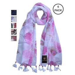 letz dezine Pack of 6 Women Floral Print Stole-picture-17