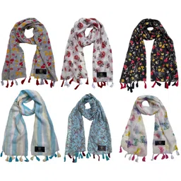 letz dezine Printed Chiffon Women Multicolor Scarf, Stole-picture-23