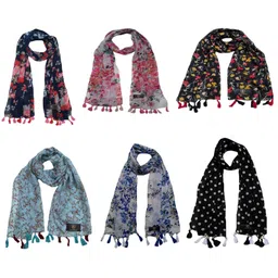 letz dezine Printed Chiffon Women Multicolor Scarf, Stole-picture-15