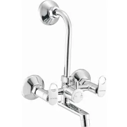 Levers Star Brass Silver Chrome Finish 2 in 1 Wall Mixer with L Bend Pipe &a; Flanges, S-0009-picture-28