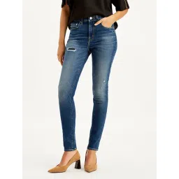 Levi's 314 Blue Distressed Relaxed Fit High Rise Jeans-picture-44