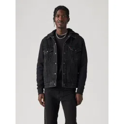 Levi's Black Cotton Relaxed Fit Hooded Jacket-picture-13