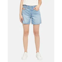 Levi's Blue Cotton Regular Fit Distressed Denim Shorts-picture-35