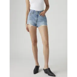 Levi's Blue Cotton Regular Fit Distressed Denim Shorts-picture-16