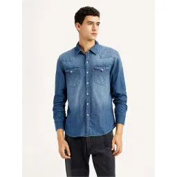 Levi's Blue Cotton Slim Fit Denim Shirt-picture-20