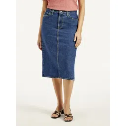 Levi's Blue Cotton Straight Fit Denim Skirt-picture-34